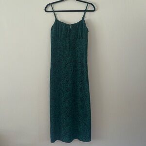 Forest green paisley midi dress